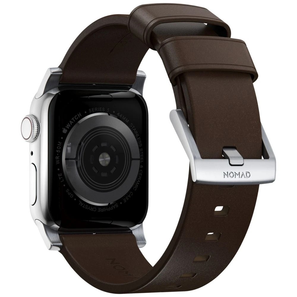 2 Nomad Apple Watch Band Leather 44-46mm Brown Silver, 2 of 4