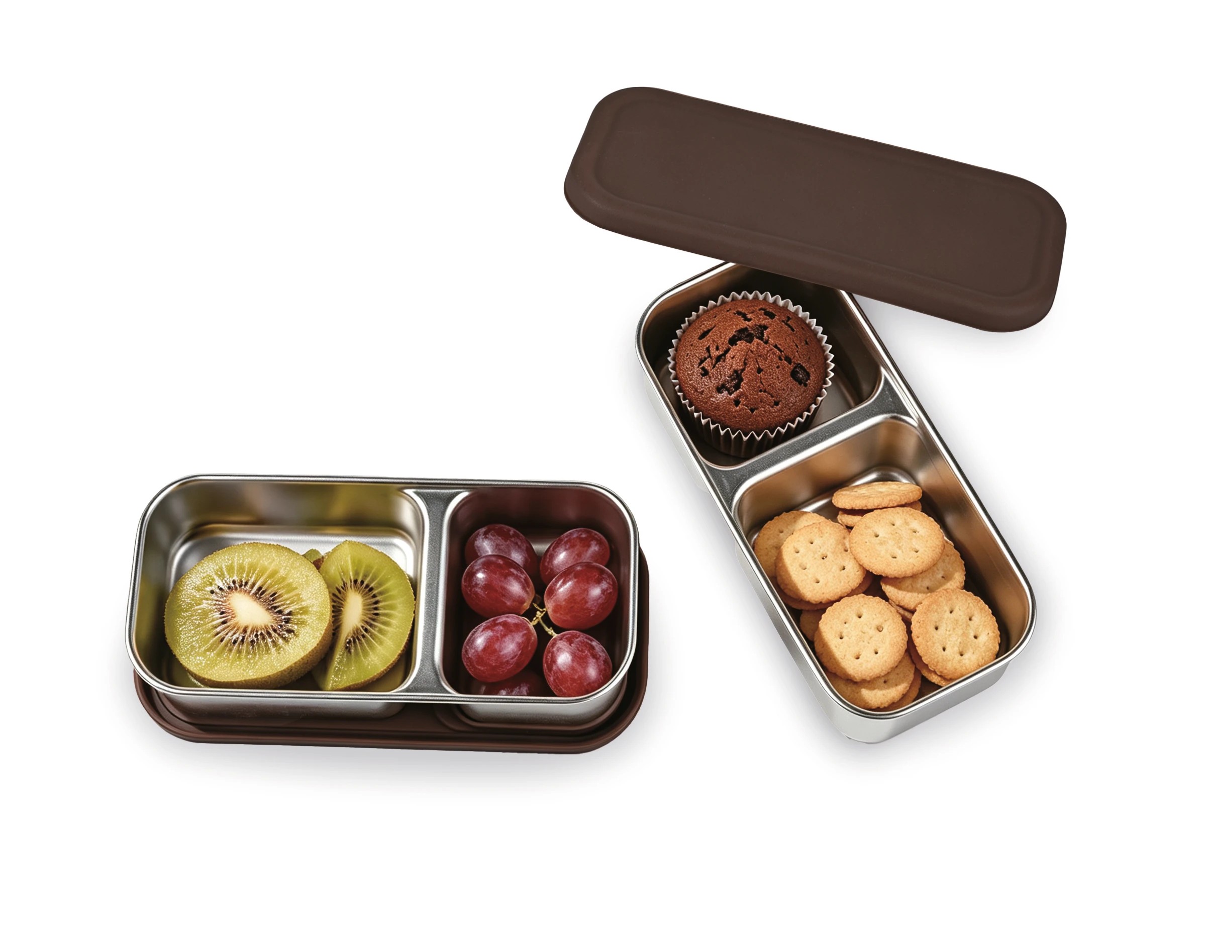 1 2 Pack Stainless Steel Snack Box, 1 of 5