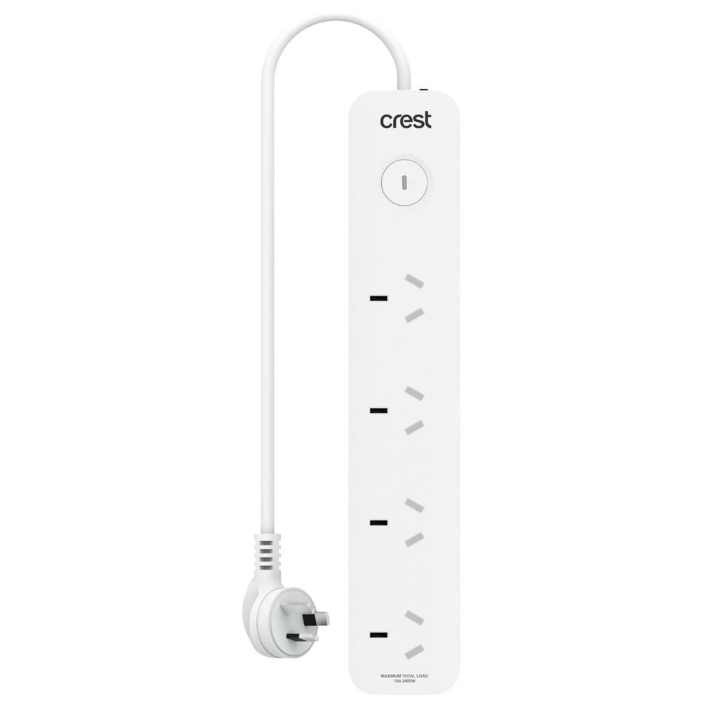 1 Crest 4 Socket Master Switch Surge Powerboard 0.9M, 1 of 3