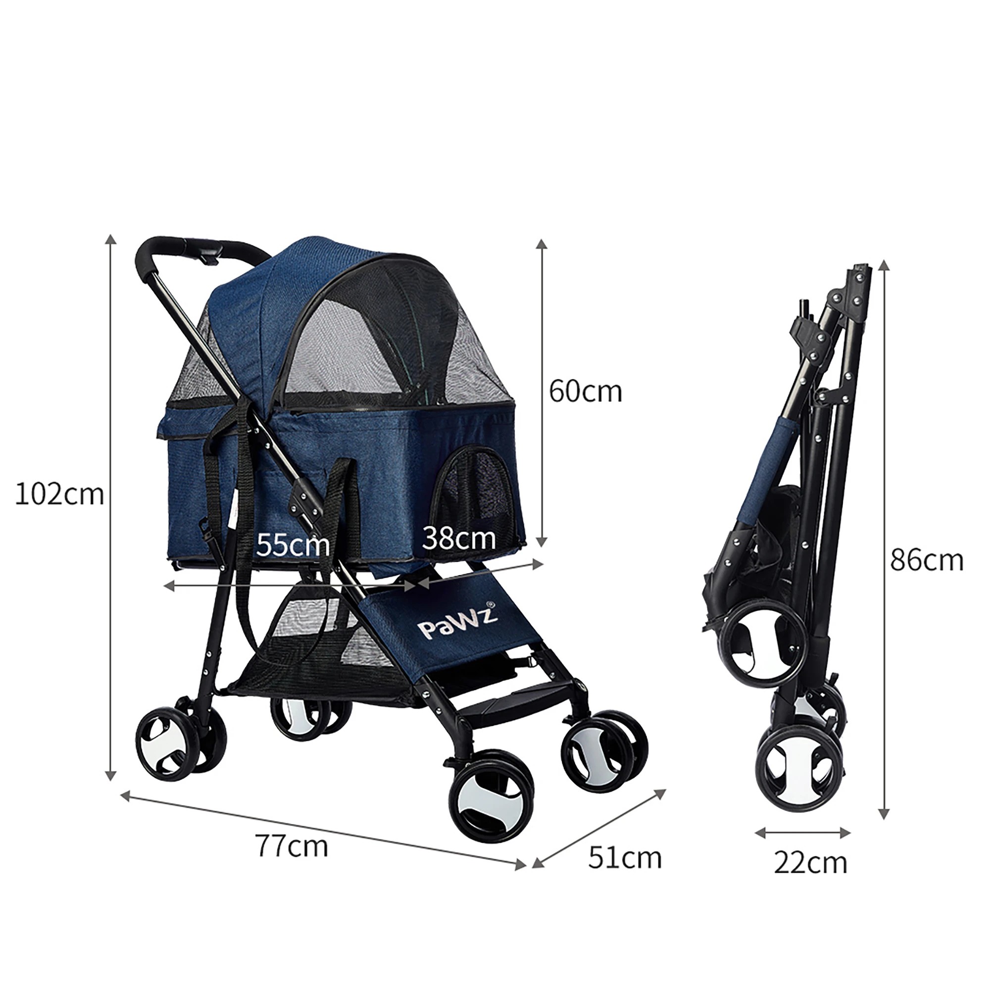6 Pawz Detachable Pet Stroller - Blue, 6 of 7