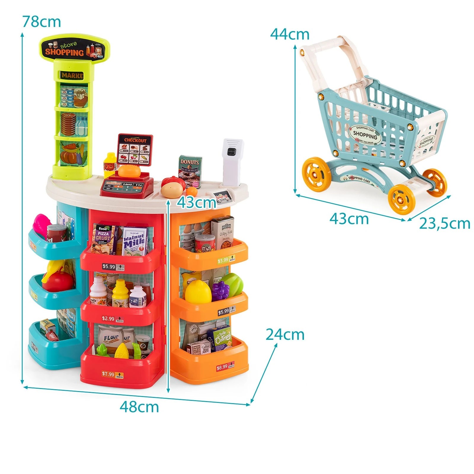 2 Costway 76PCS Supermarket Playset Pretend Play Grocery Store - Multi, 2 of 3