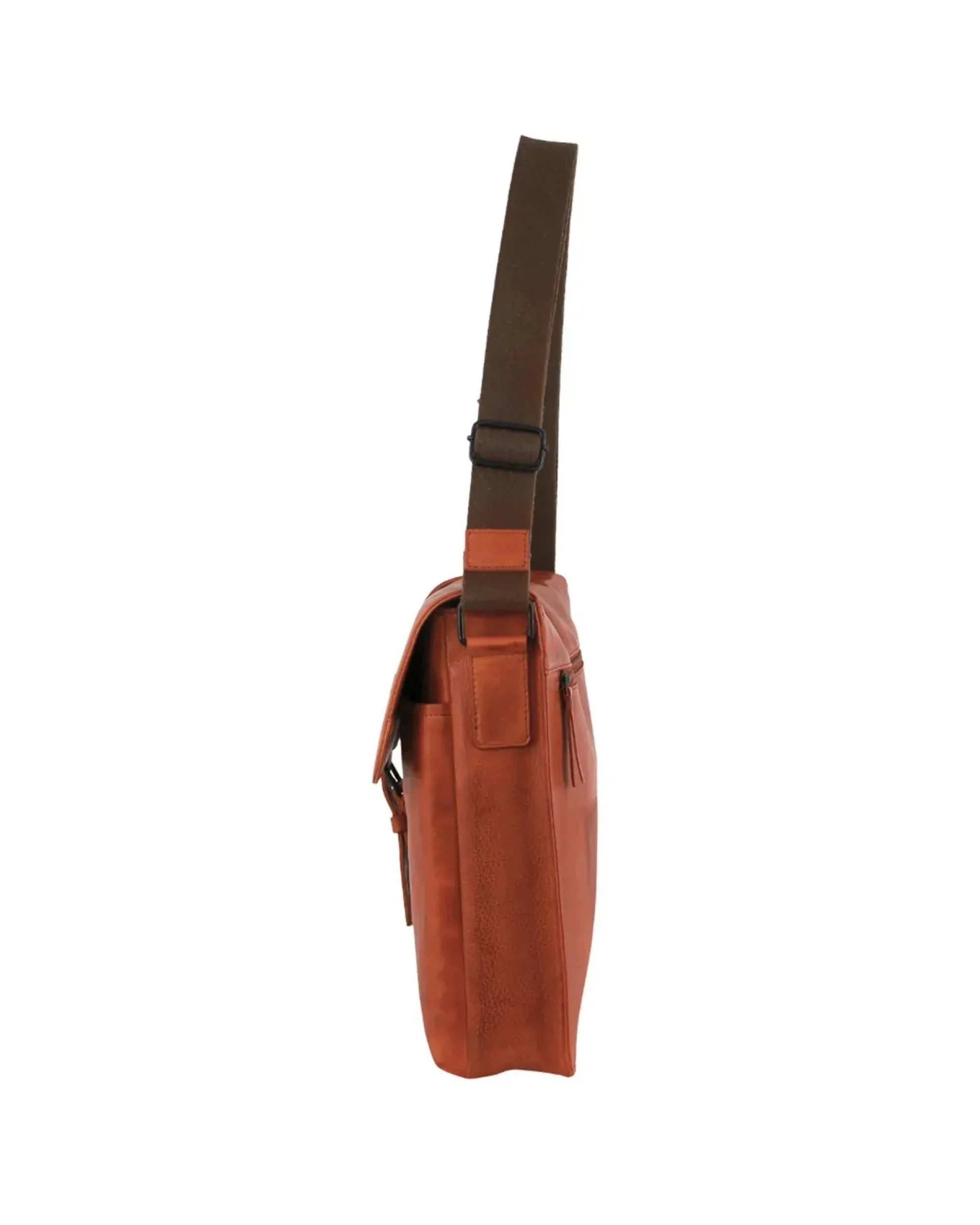3 Pierre Cardin Italian Leather Flap-Over Laptop Computer Bag in Cognac, 3 of 5