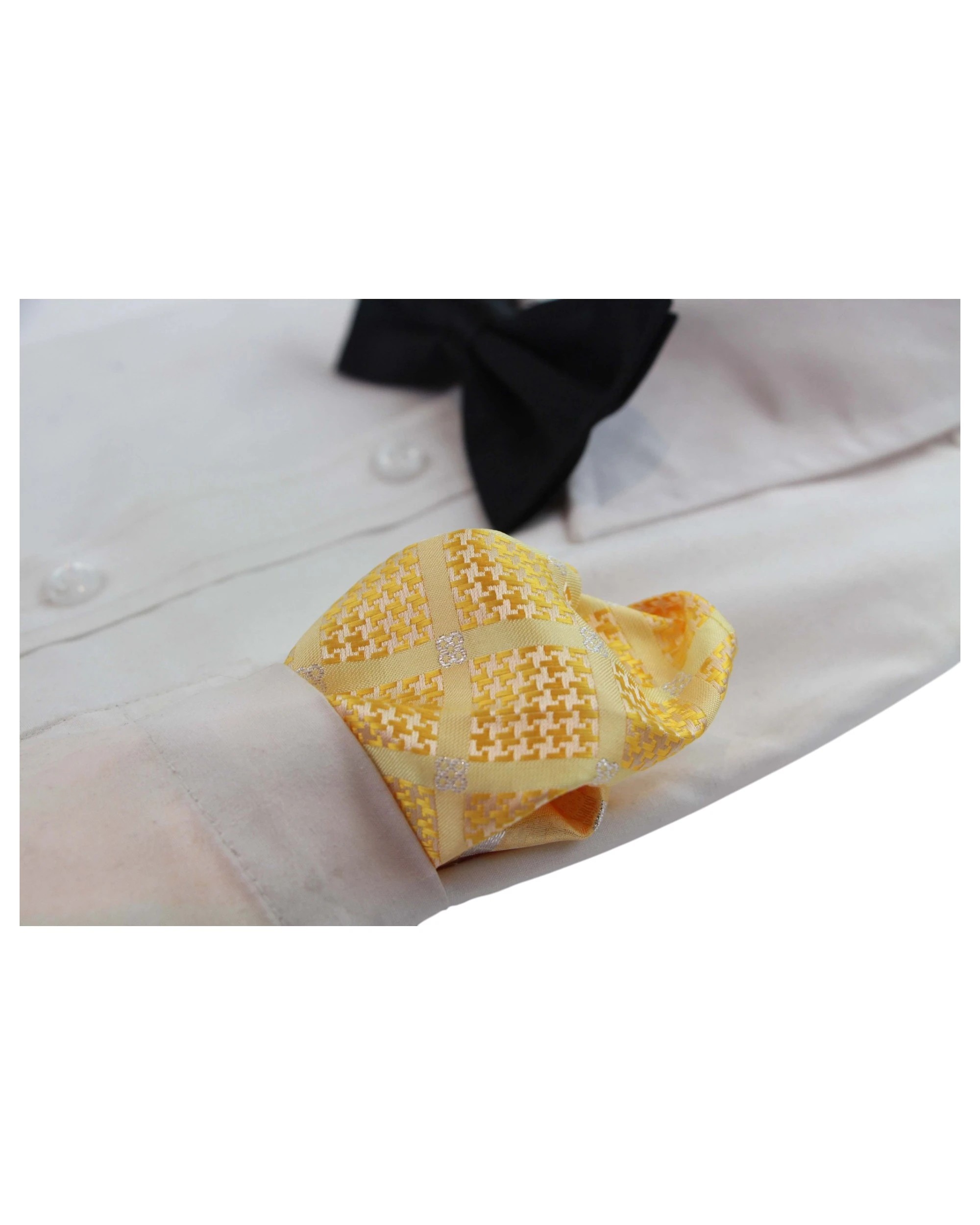 3 Zasel Mens Yellow & Silver Cube Silk Pocket Square - Multi - Multi, 3 of 5