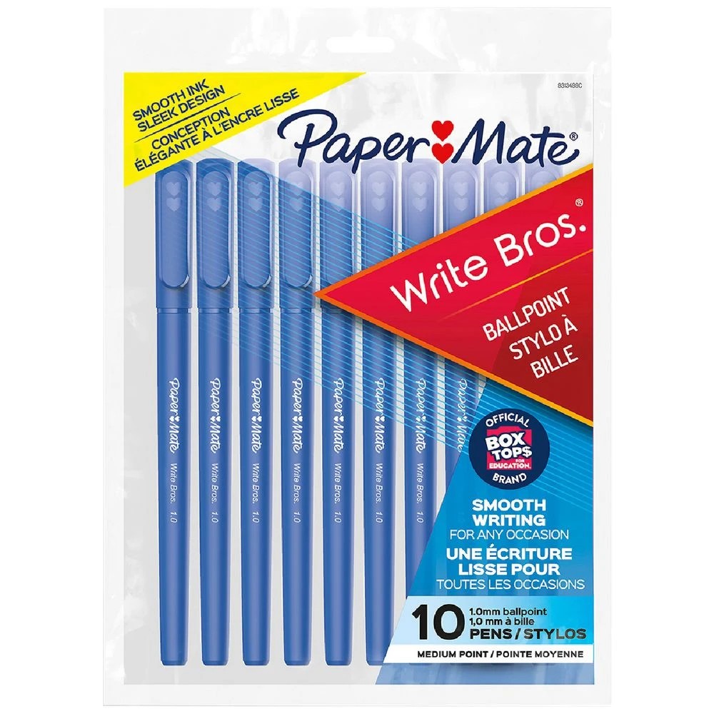 1 Paper Mate Write Bros Ballpoint Pens Blue 10 Pack, 1 of 6