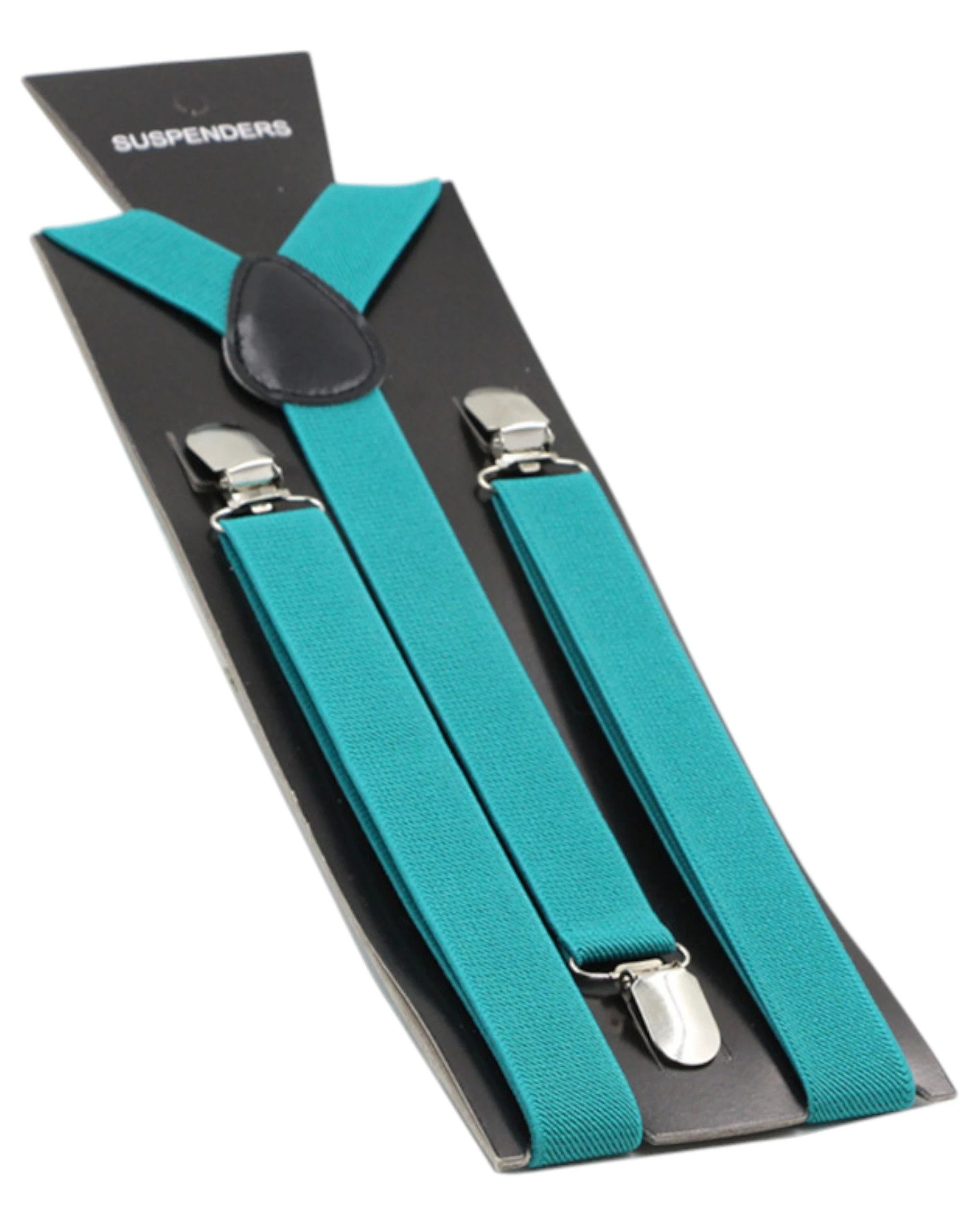 1 Zasel Mens Adjustable 85cm Teal Suspenders - Blue, 1 of 2