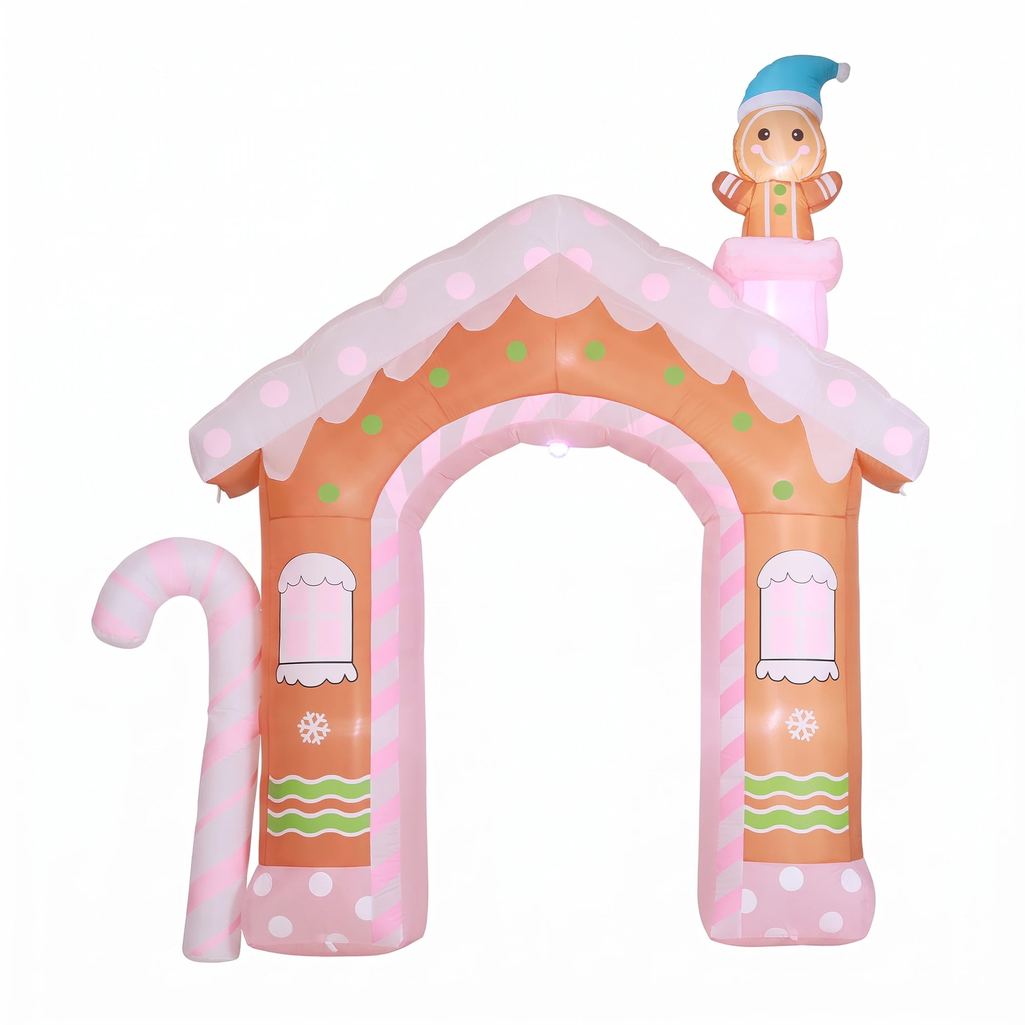 1 Jingle Jollys Christmas Inflatable Gingerbread Man Candy 3.2M Illuminated Decorations - Multi, 1 of 9