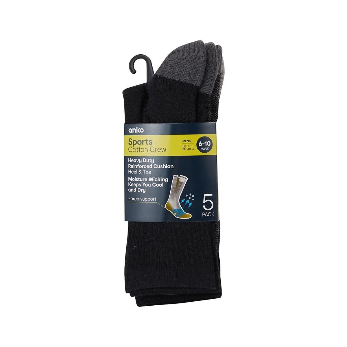 3 5 Pack Super Tough Crew Socks Black Char, 3 of 3