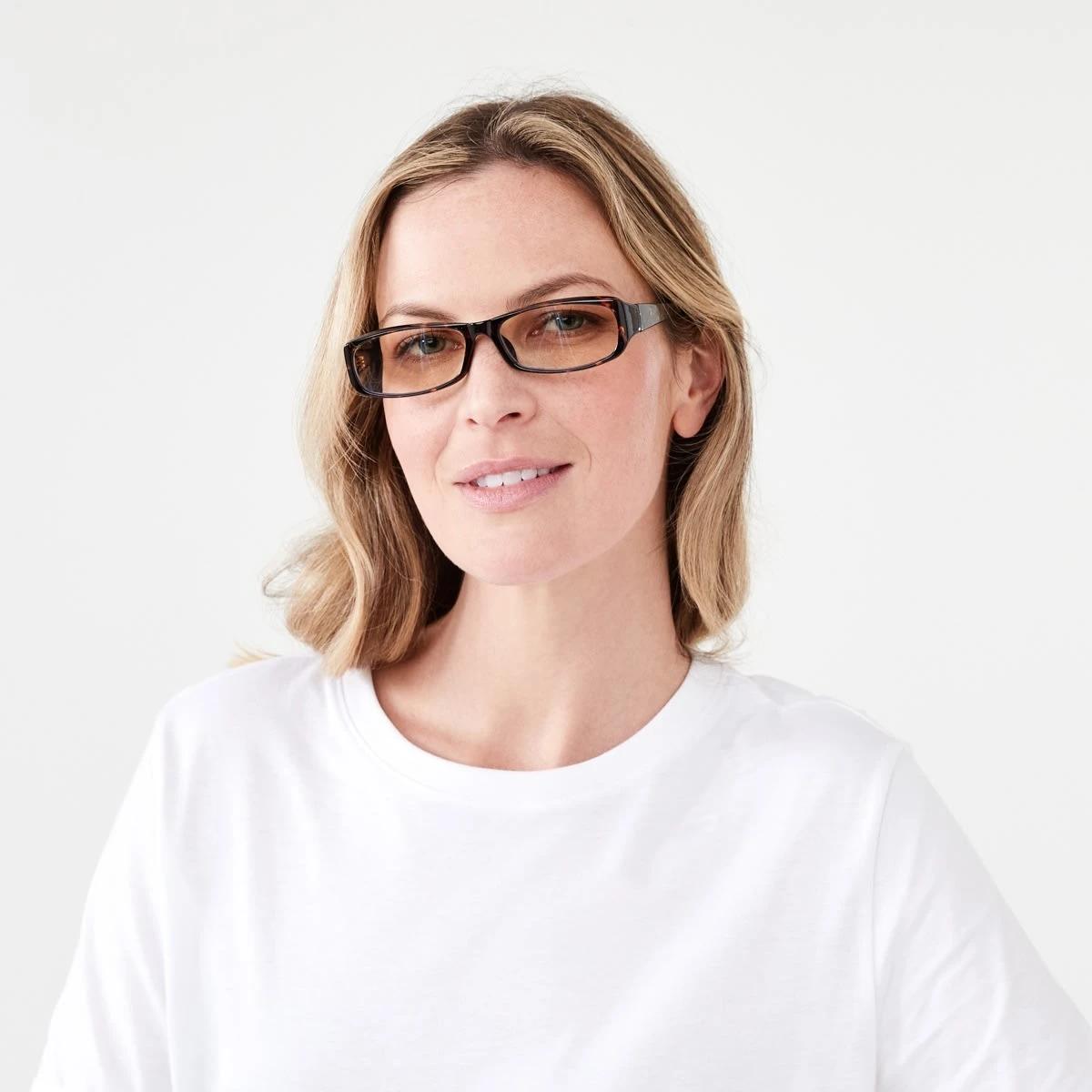 5 Womens Thin Rectangle Blue Light Glasses Tort, 5 of 7