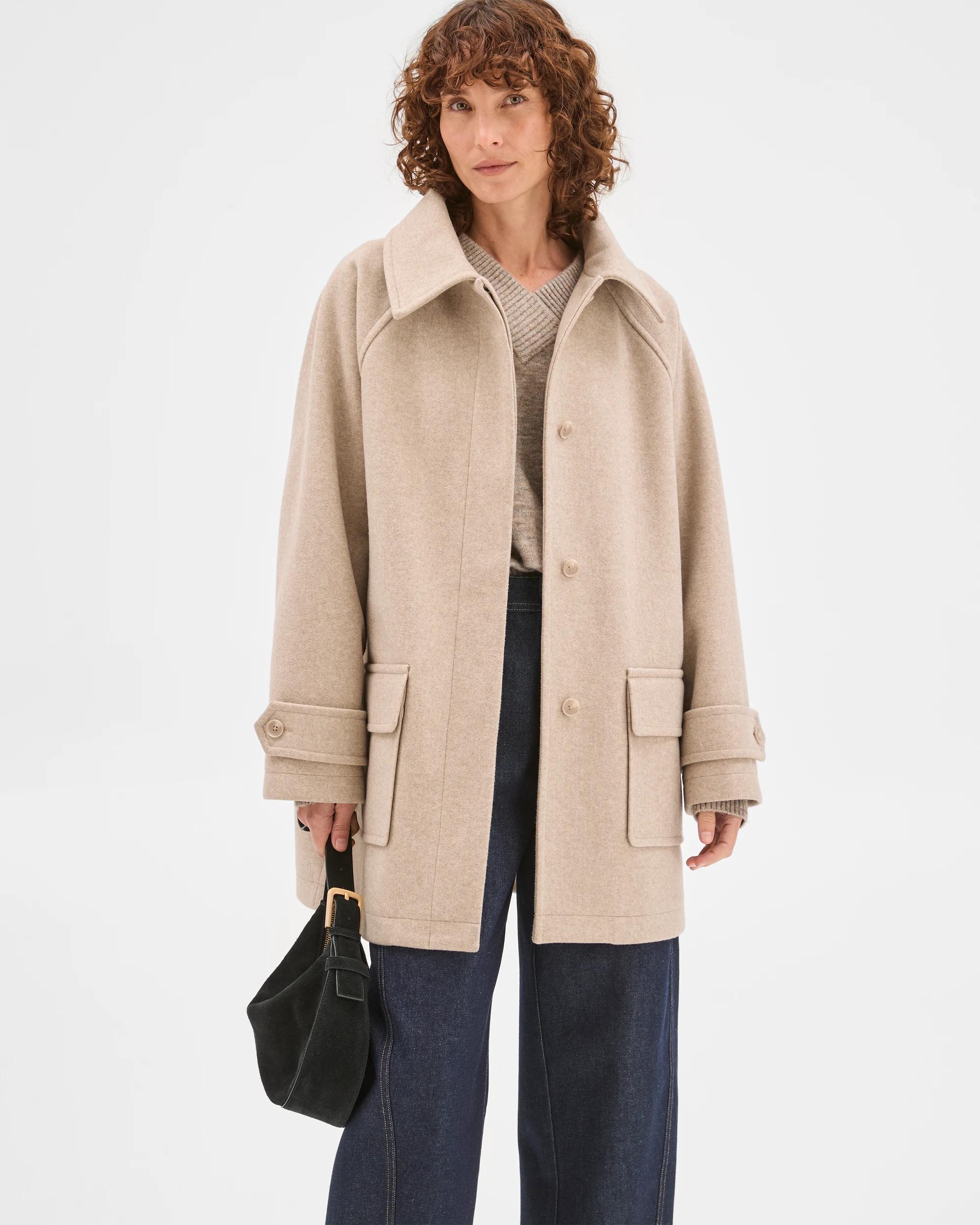2 Target Woman Long Sleeve Relaxed Car Coat FAWN MARLE, 2 of 7