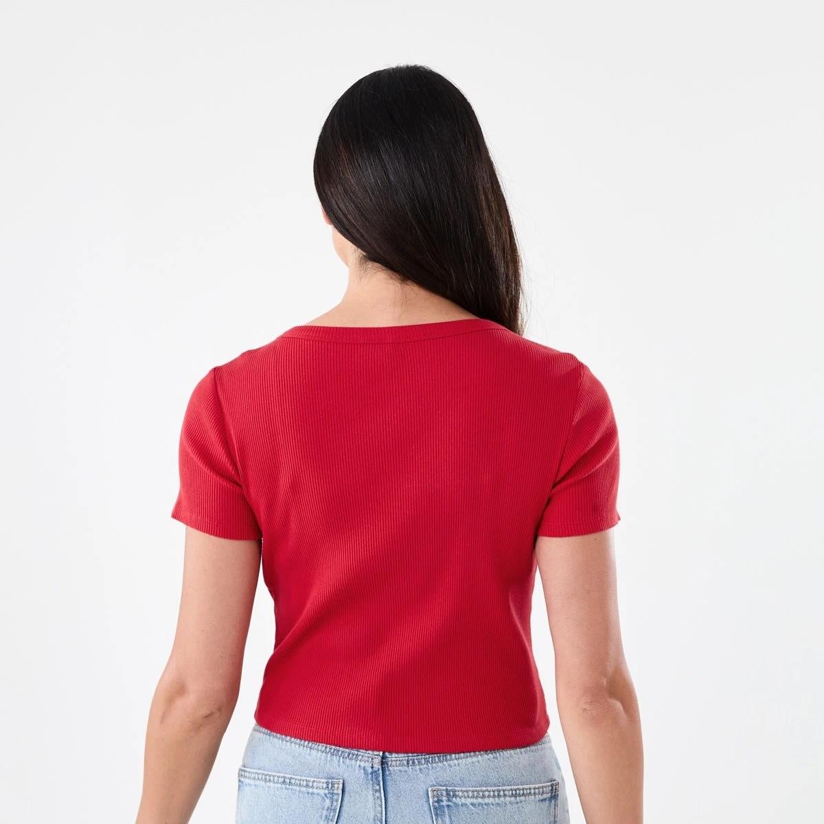 3 Short Sleeve Rib Square Neck T-shirt Urbn Red, 3 of 5