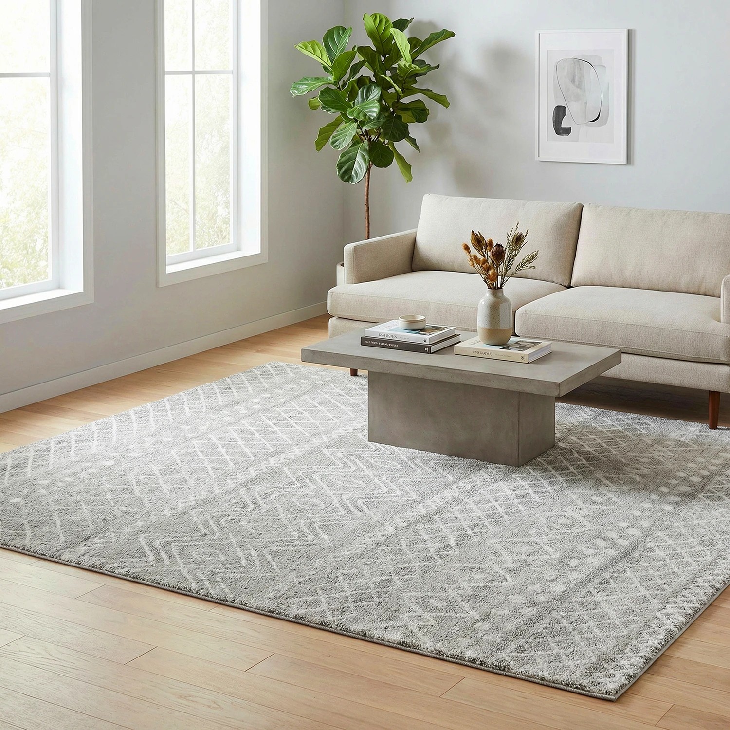 1 Common Ground Rugs Bluebay 453 290x200cm - Large Floor Rug - Silver, 1 of 6