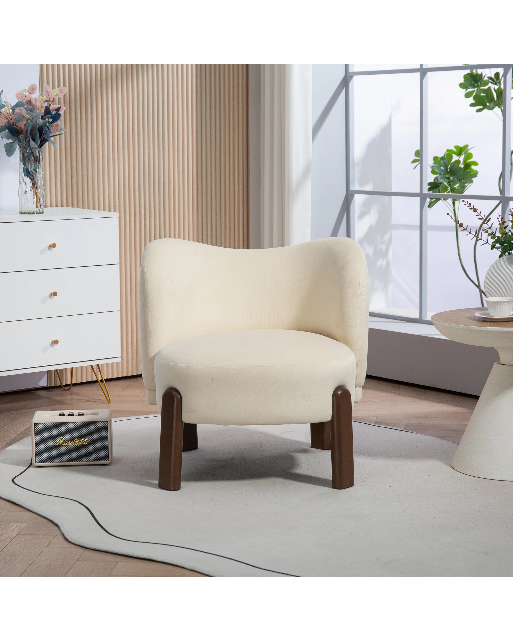 3 IHOMDEC Velvet Accent Chair - Beige - Beige, 3 of 10