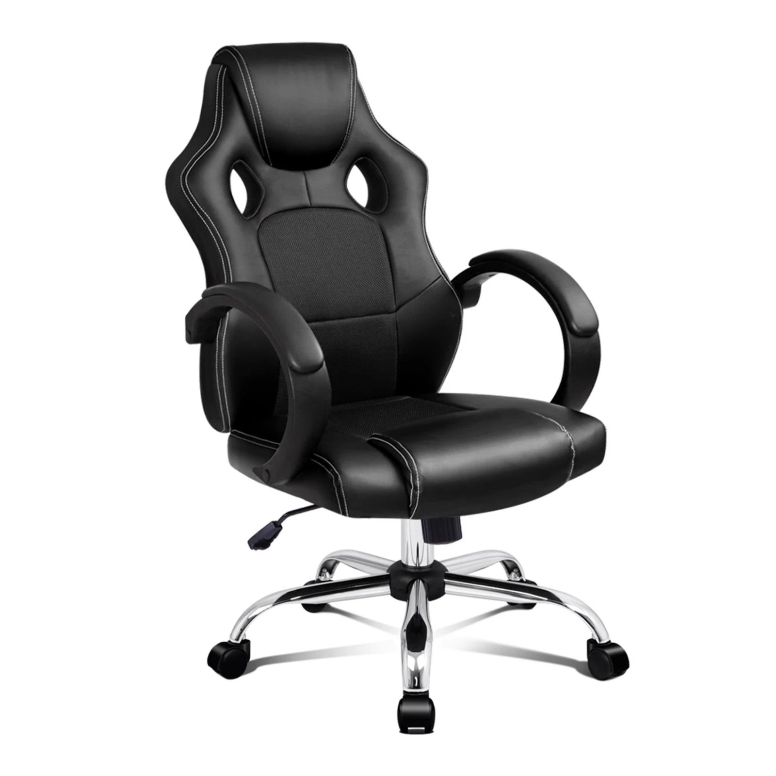1 Alfordson Gaming Office Chair Racing Executive Computer PU Leather Mesh Seat - Black, 1 of 10