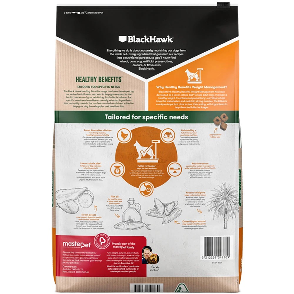 2 Black Hawk Healthy Benefits Weight Management Dry Adult Dog Food 10kg, 2 of 2