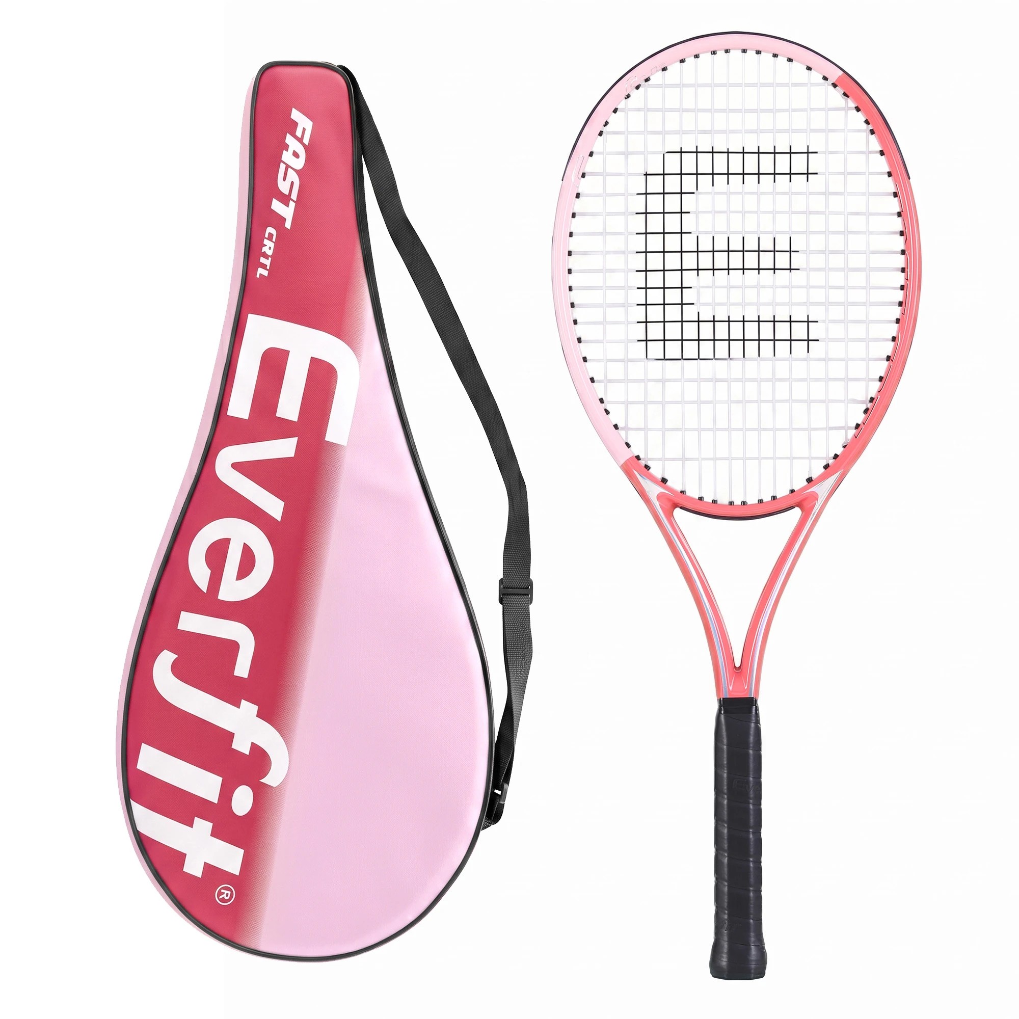 1 Everfit 27 Inch Tennis Racket Lightweight Adult Racquet with Larger Head and Cushioned Grip for Beginners - Pink, 1 of 9
