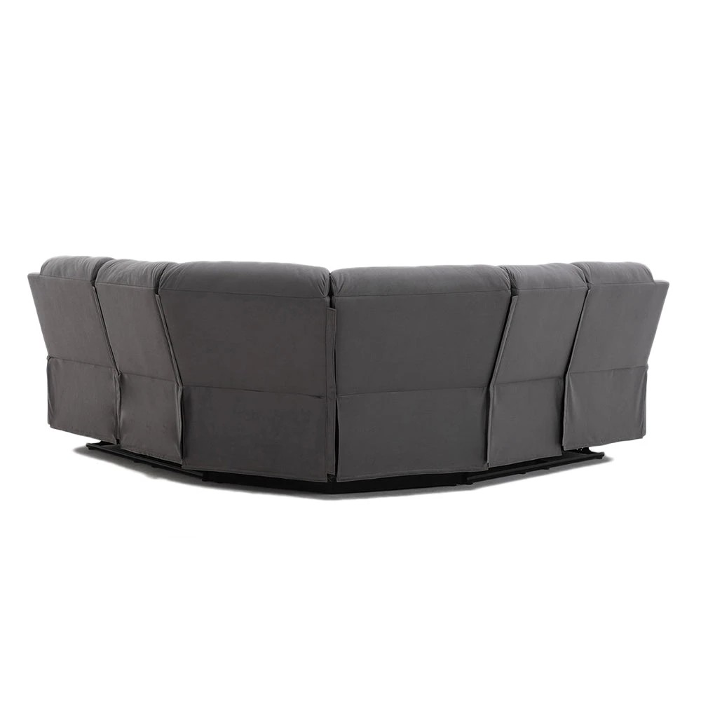 9 Foret 5 Seater Sofa Corner Lounge Recliner Footrest Bed Chaise Couch Fabric Grey Dark, 9 of 9
