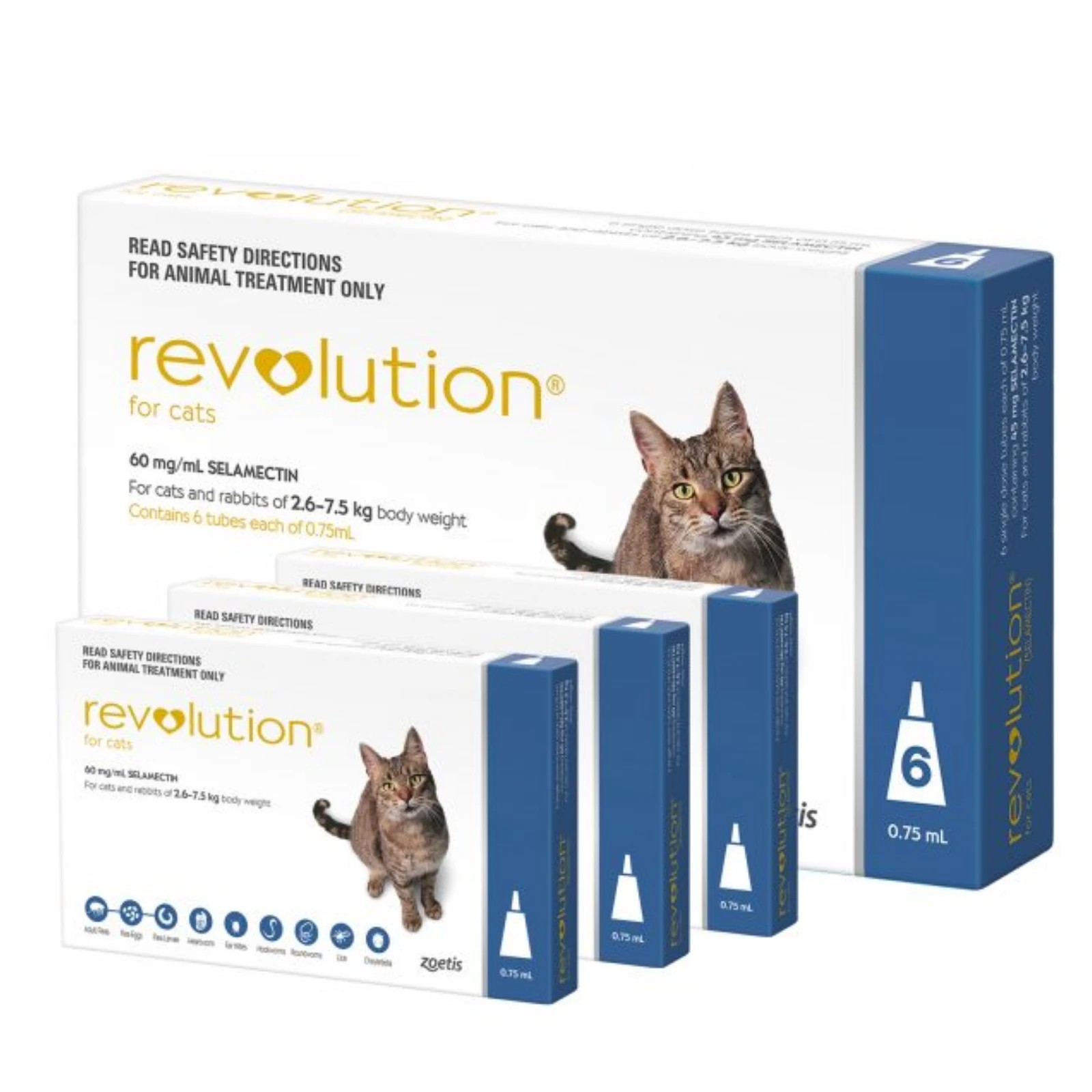 2 Revolution Flea And Worming Treatment For Cats 2.6 - 7.5kg - 6 Pack, 2 of 2
