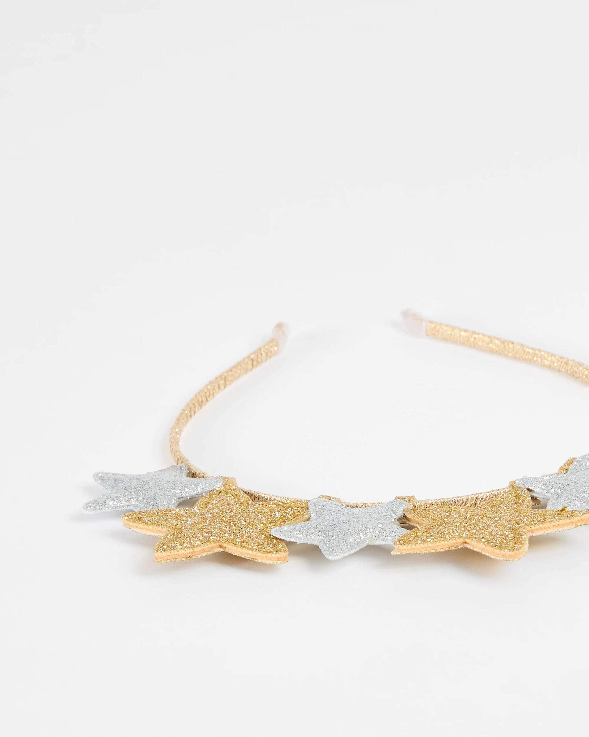 2 Target Kids Christmas Metallic Puff Stars Headband GOLD / SILVER, 2 of 3