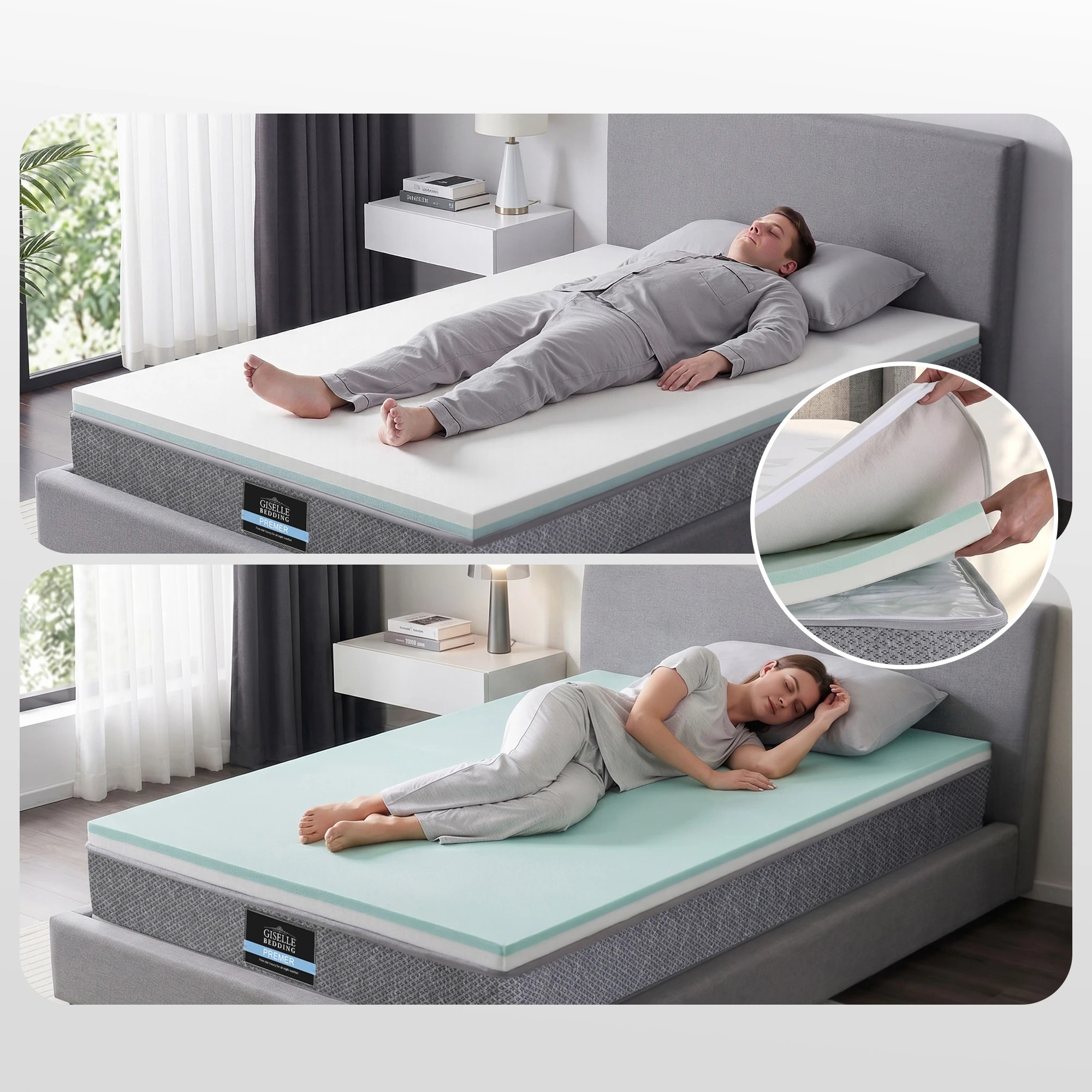 6 Giselle Bedding 23cm Mattress Reversible Firmness Foam Layer - King Single Bed - White, 6 of 9
