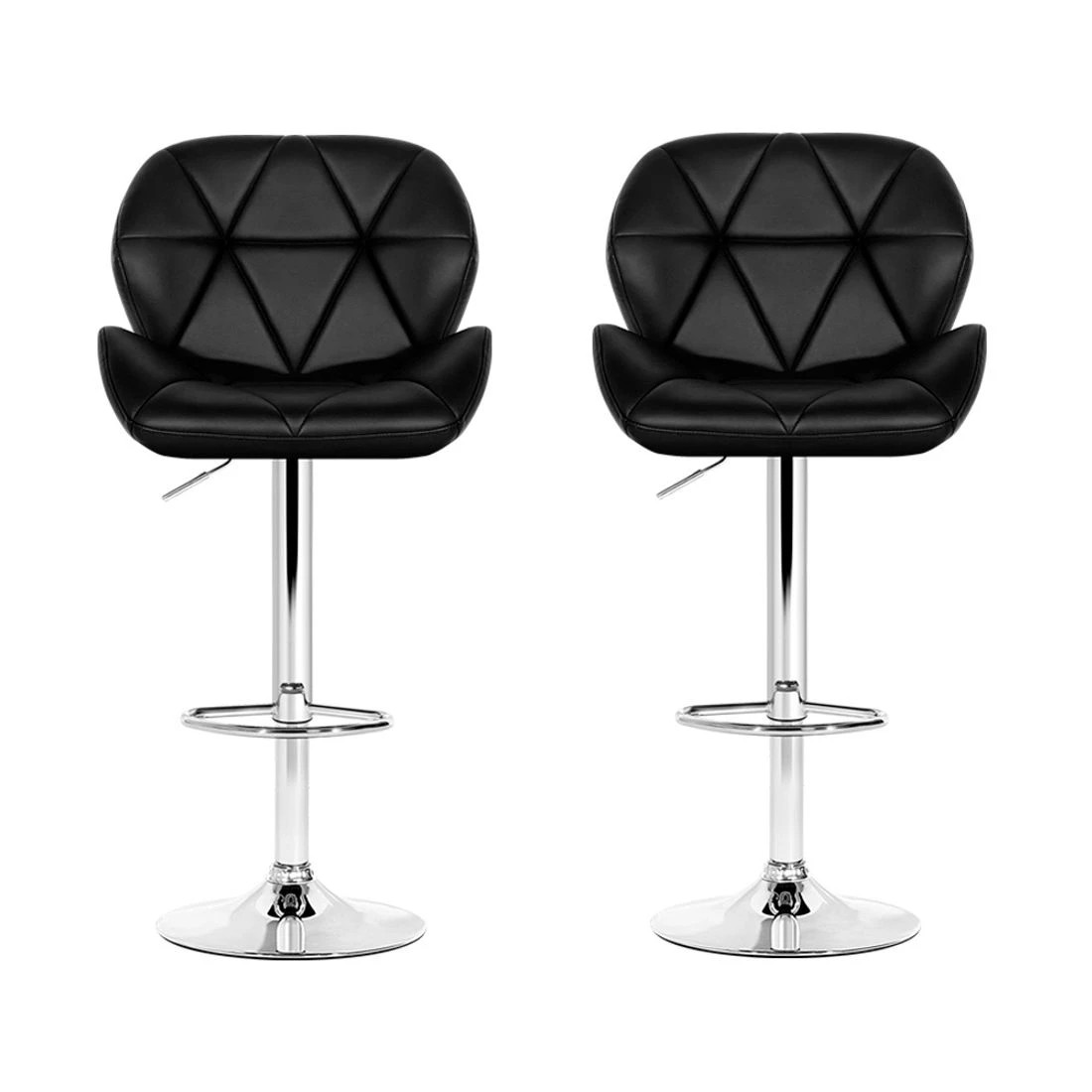 4 Artiss 2x Bar Stools Gas Lift Padded Leather - Black, 4 of 5