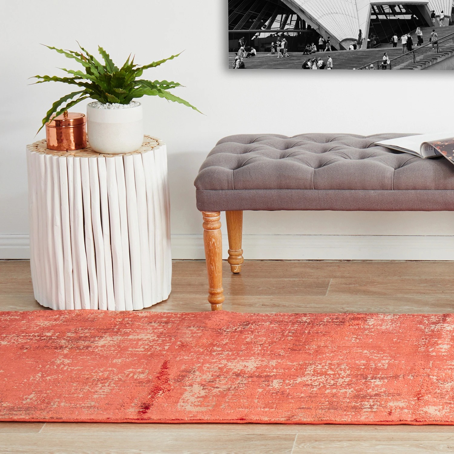 4 Common Ground Rugs Glimmers 101 500x80cm Runner - Extra Large Bamboo Silk Power Loomed Rug - Orange, 4 of 9