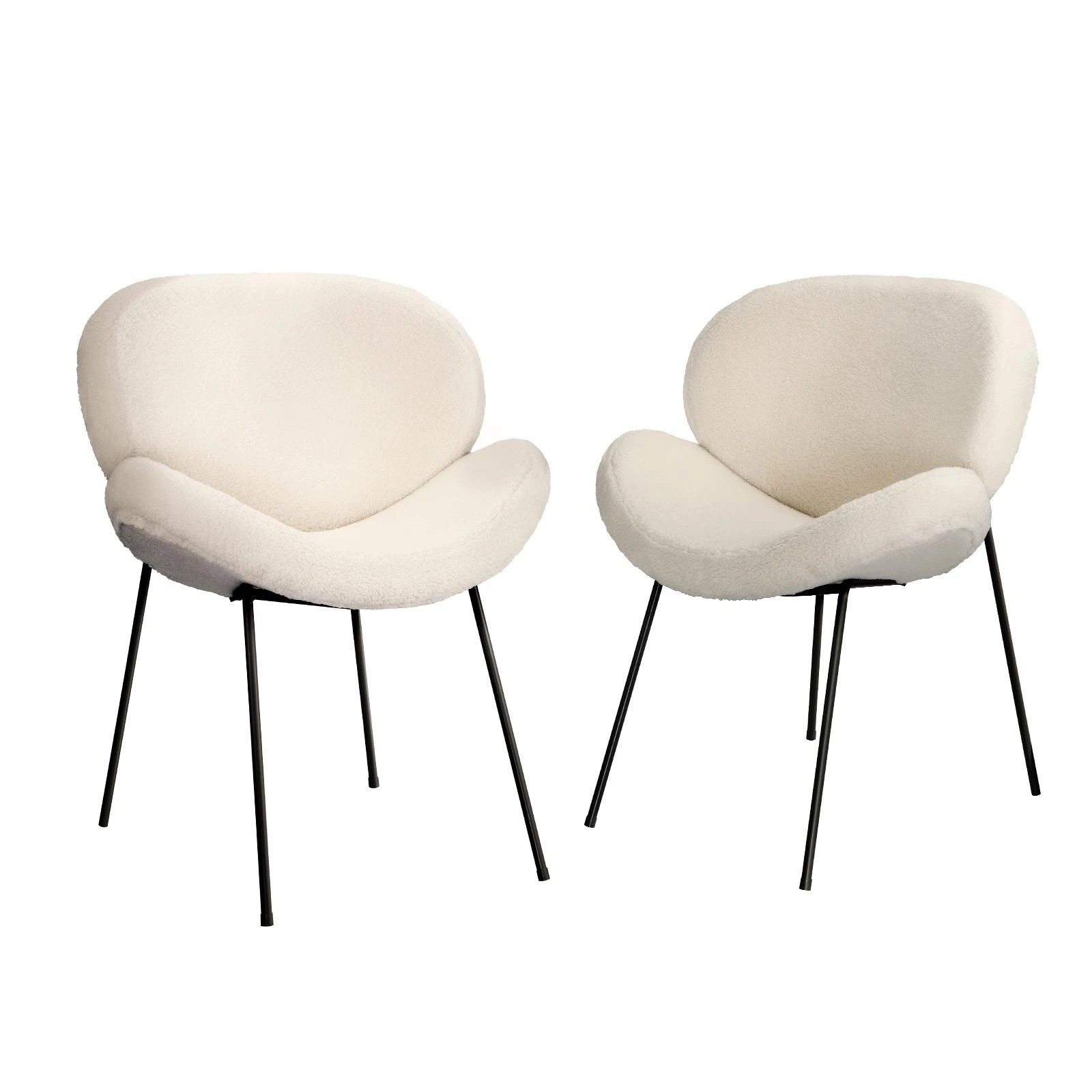 1 Oikiture 2pcs Armchair Dining Chair Accent Chairs Tub Armchairs Sherpa
 - White, 1 of 10