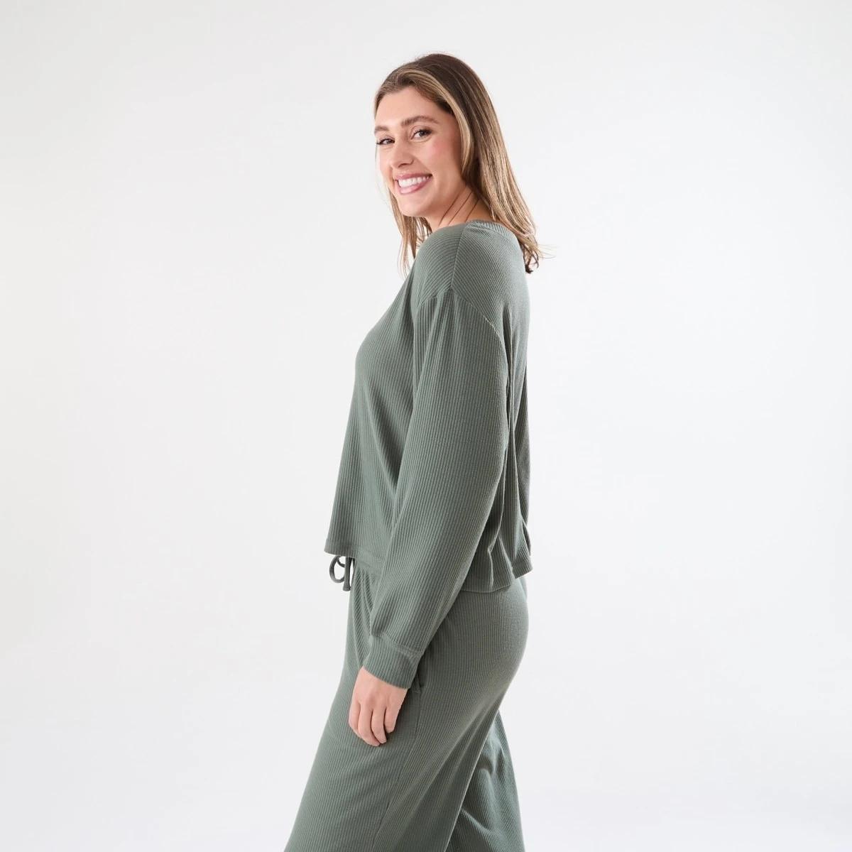 3 Brushed Rib Reversible Top Smke Green, 3 of 8