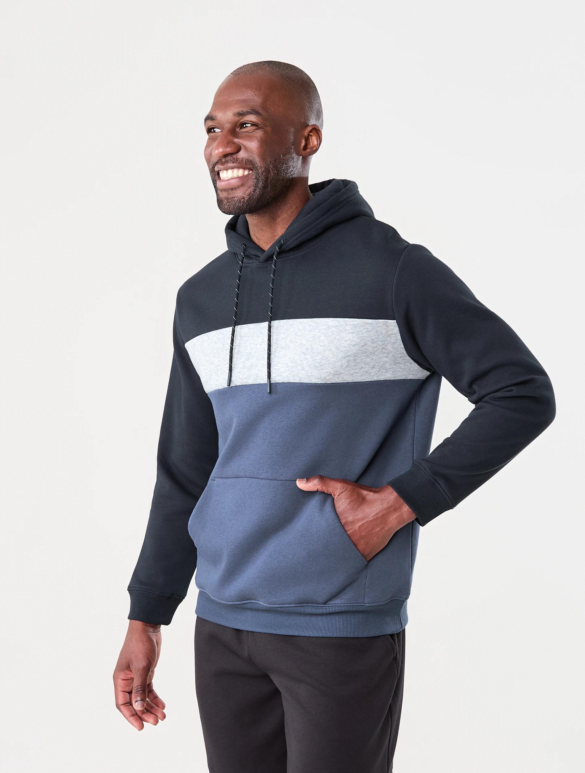 2 Active Mens Colour Block Hoodie Navy/blue, 2 of 6