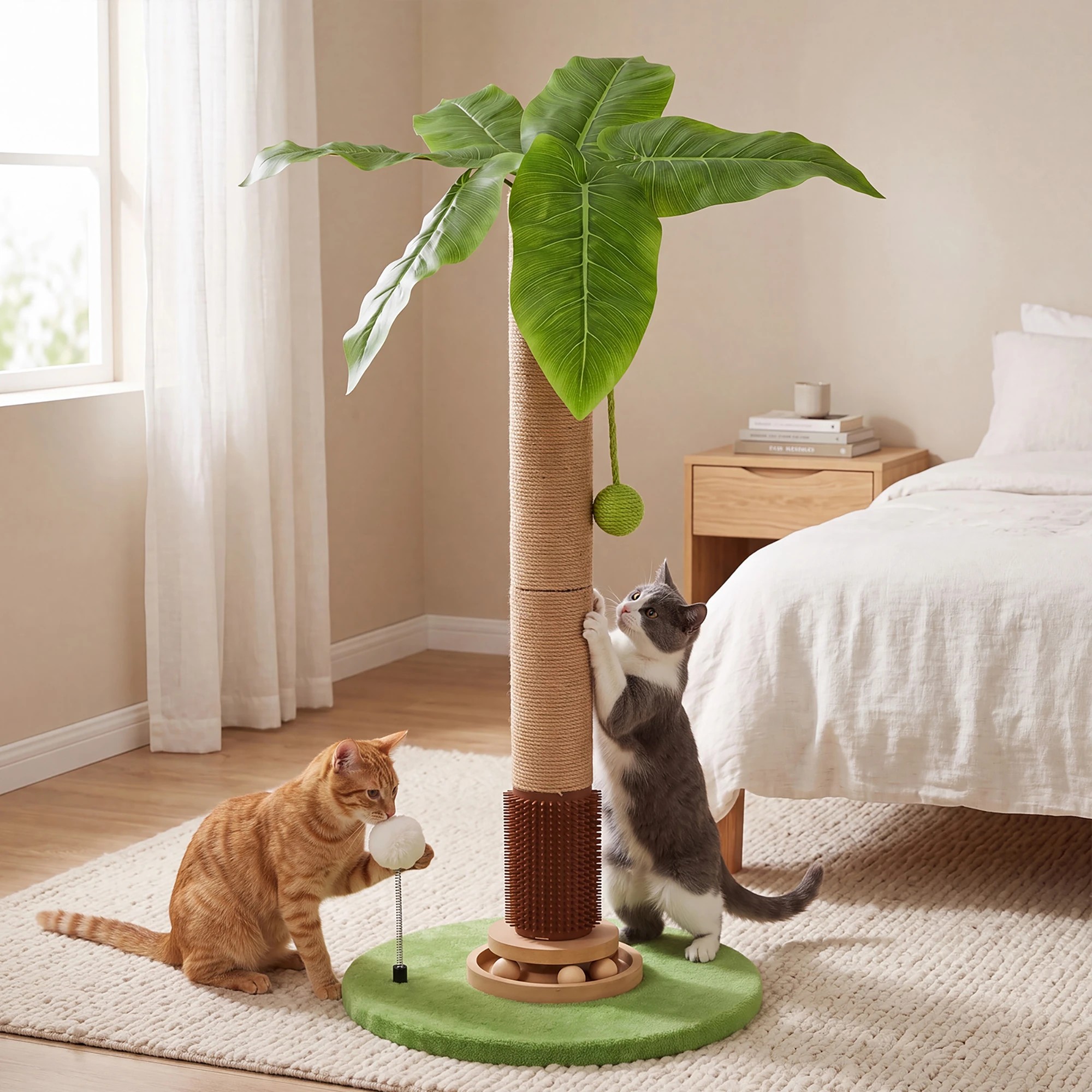 8 Pawz Cat Scratching Post Palm Tree Cat Scratcher Balls Sisal - Green - Green, 8 of 8