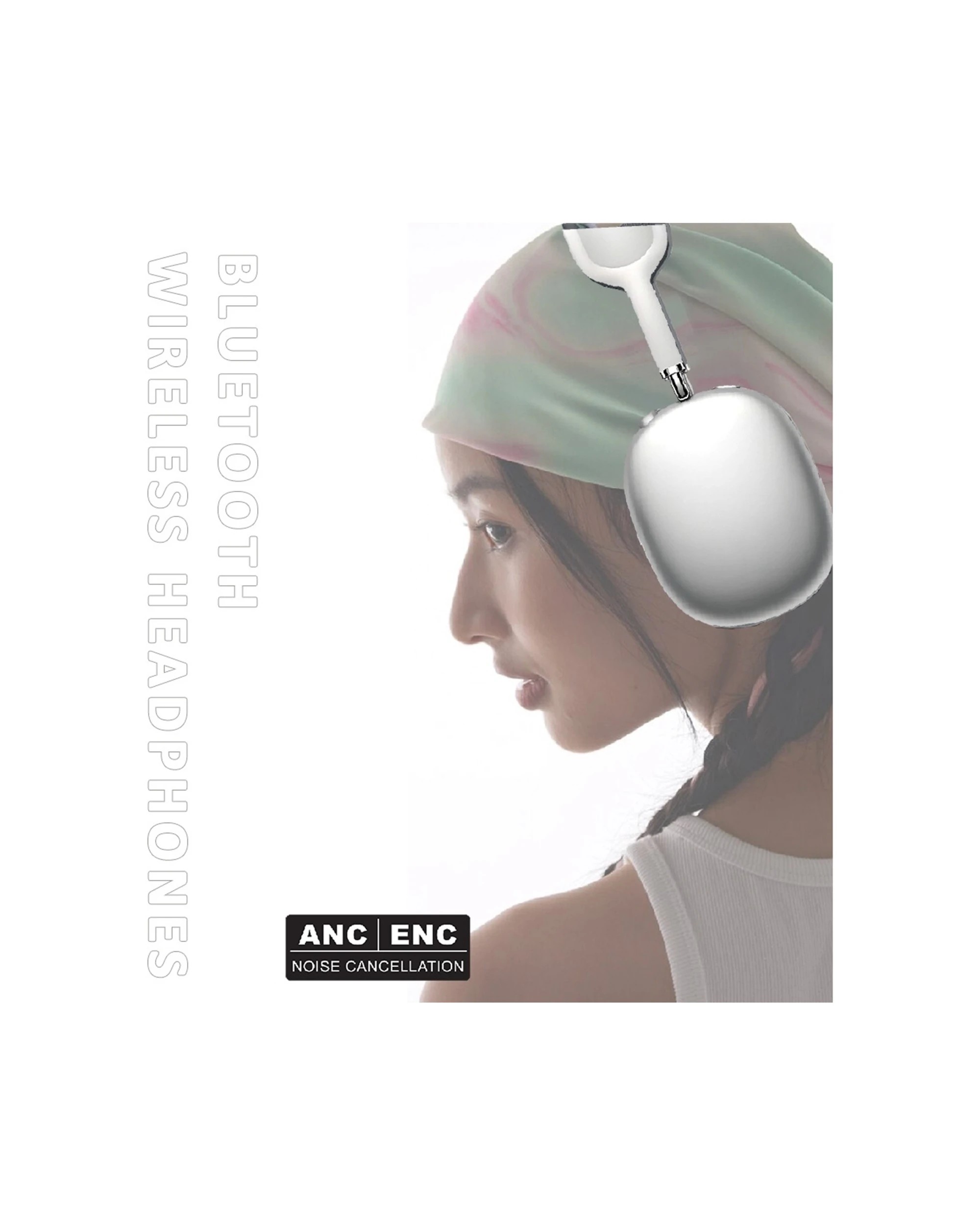 3 Sansai Wireless Bluetooth Headphones ANC Ultra Lightweight Foldable Design - Silver, 3 of 3