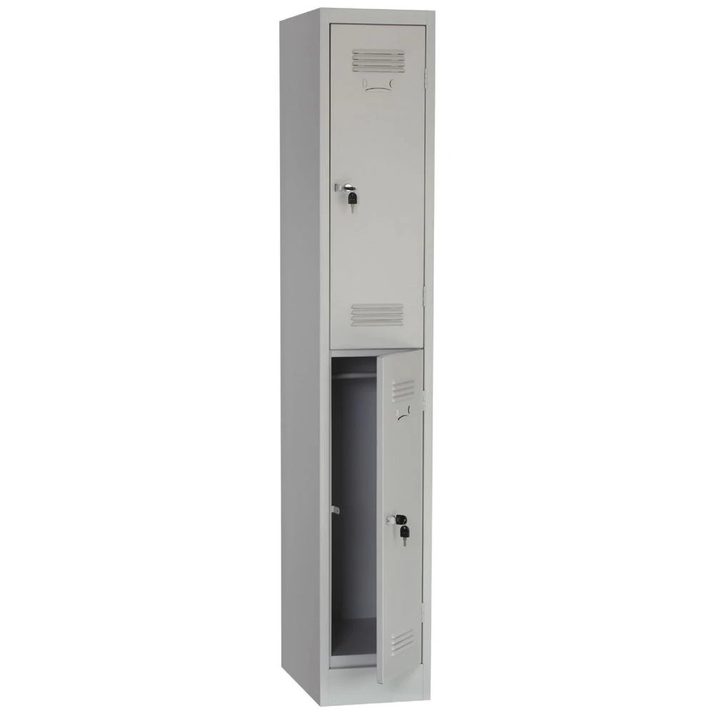 1 Stilford 2 Door Office  Locker Gloss Silver Cabinets Cupboards, Lockers and Credenzas, 1 of 7