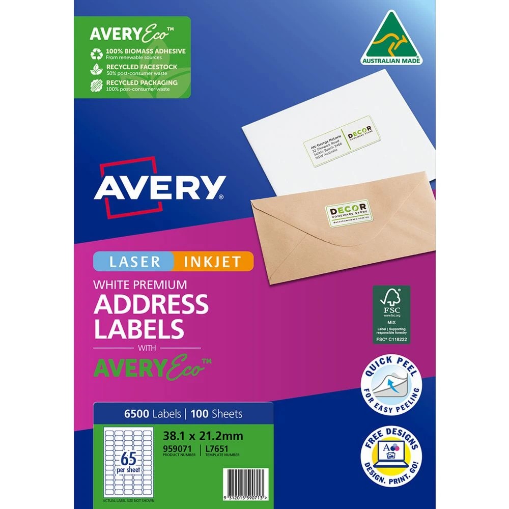 2 Avery Premium Whte Address Labels AveryEco 65UP 100sh 38x21mm, 2 of 10
