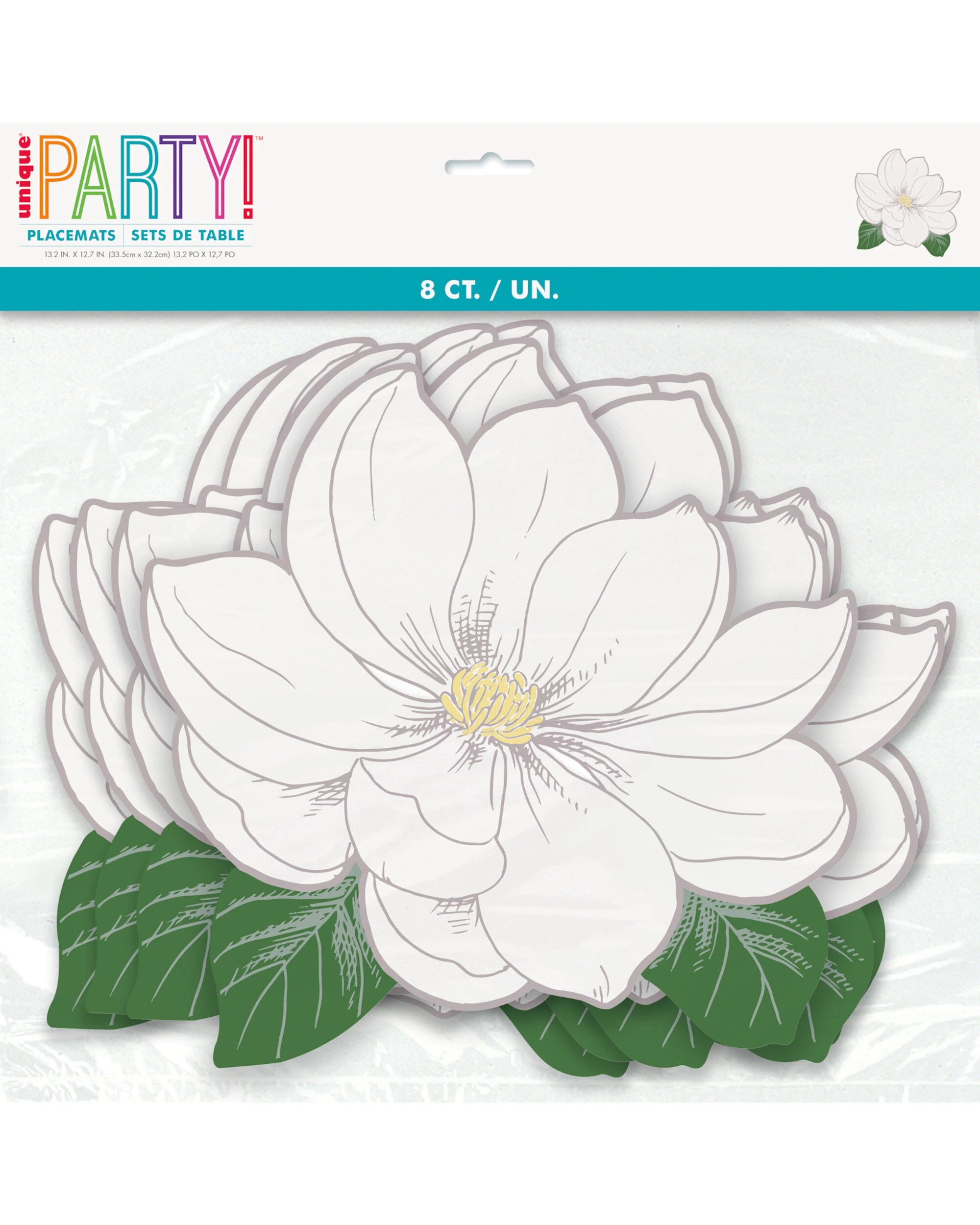 4 Unique Garden Party Flowers Magnolia Paper Placemats Pack of 8 - White, 4 of 4