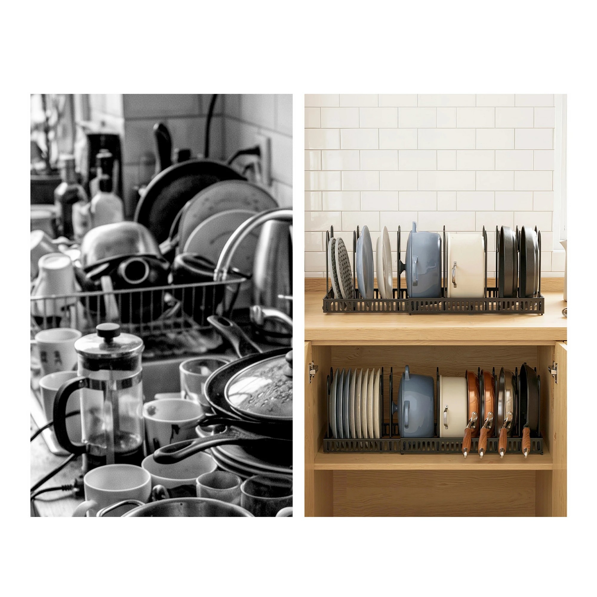 7 Artiss Expandable Pots and Pans Organizer Rack Cookware Holder Kitchen Cabinet Rack - Black, 7 of 7