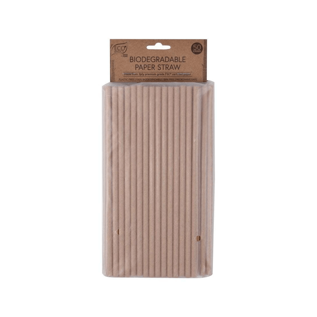 2 50pc Eco Basics 19.5cm Biodegradable Birthday/party 3ply Paper Drinking Straw
 - Natural, 2 of 4