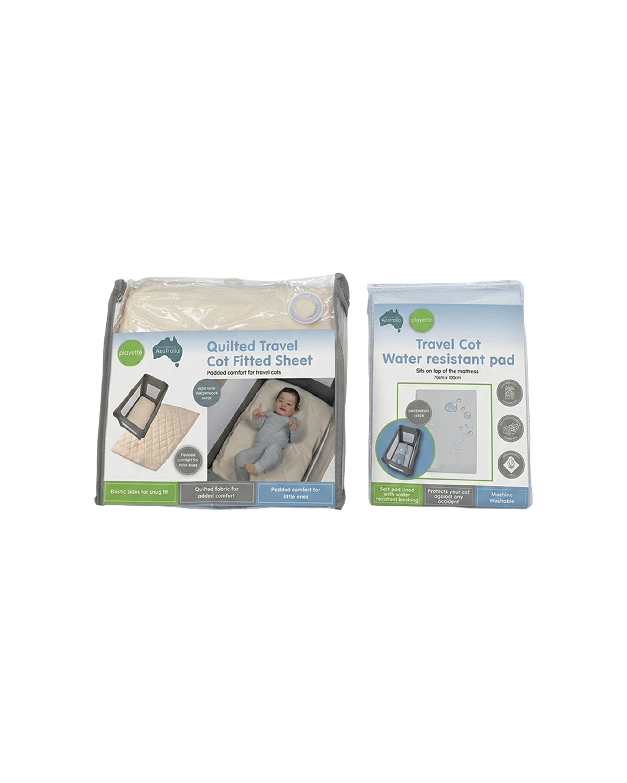 1 Playette Travel Cot Basic Bundle - Beige, 1 of 3
