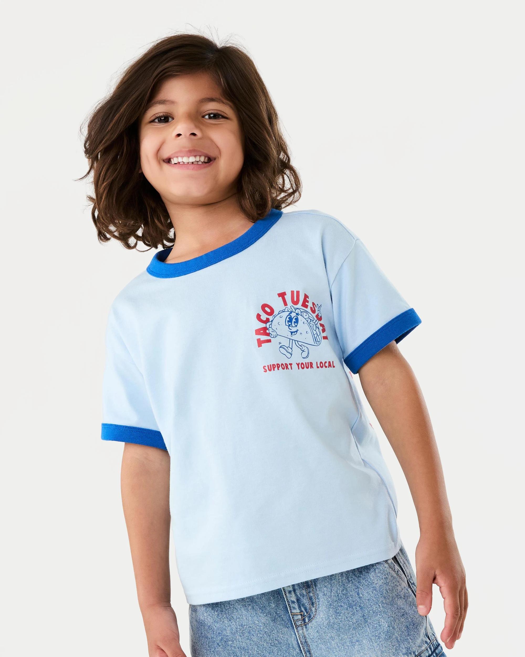 1 Chest Print T-shirt Blu Food, 1 of 8