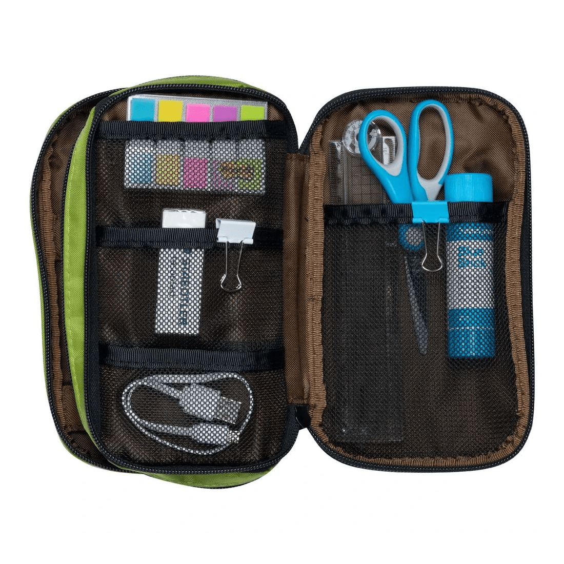 5 Lihit Lab Double Zip Mutli Compartment Pencil Case Lime, 5 of 5