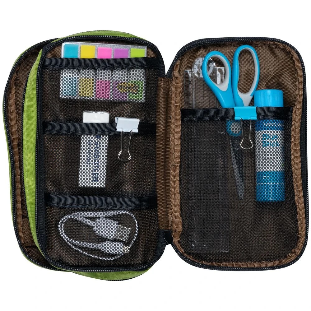 5 Lihit Lab Double Zip Mutli Compartment Pencil Case Lime, 5 of 5