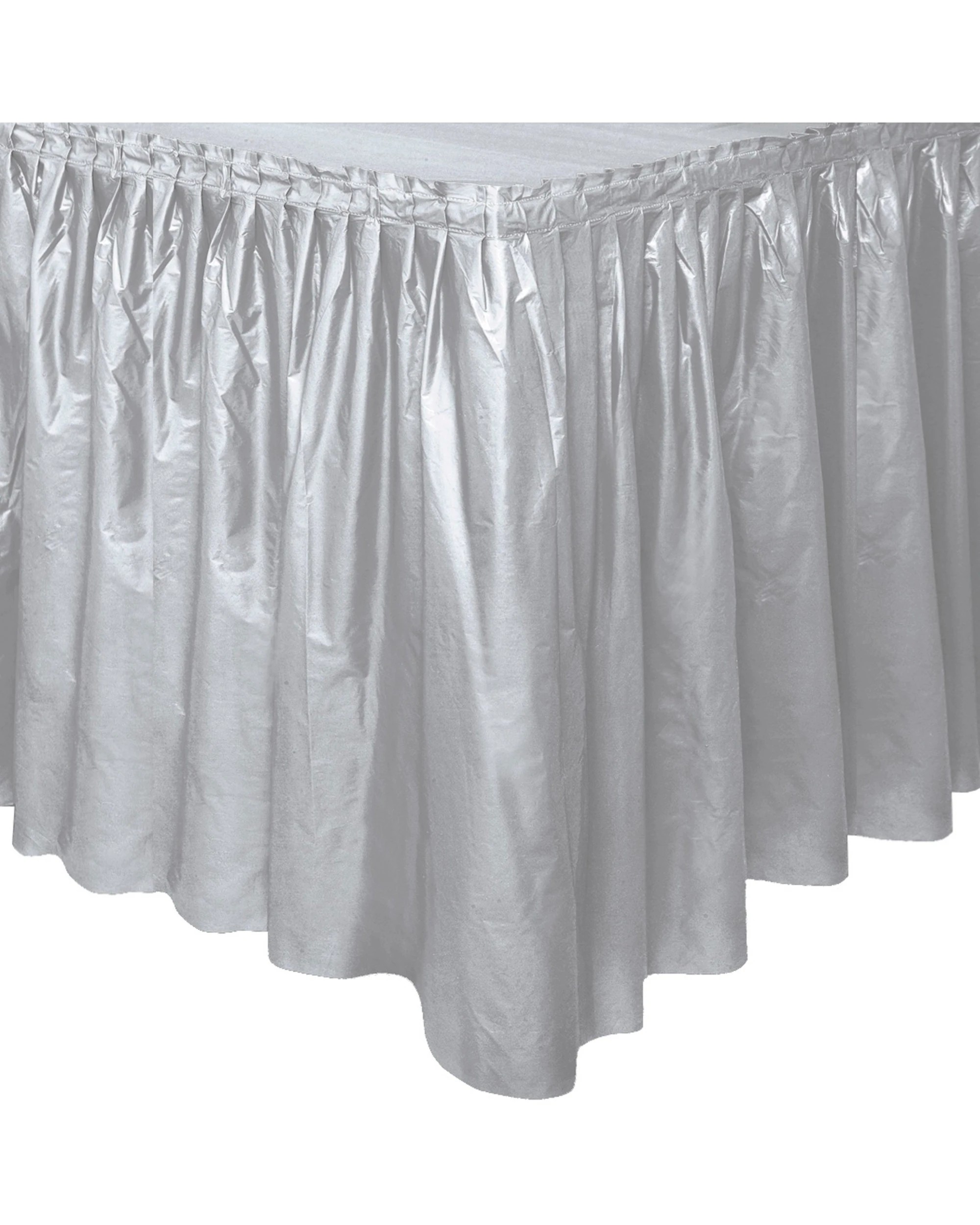 1 Unique Plastic Table Skirt - Silver, 1 of 1