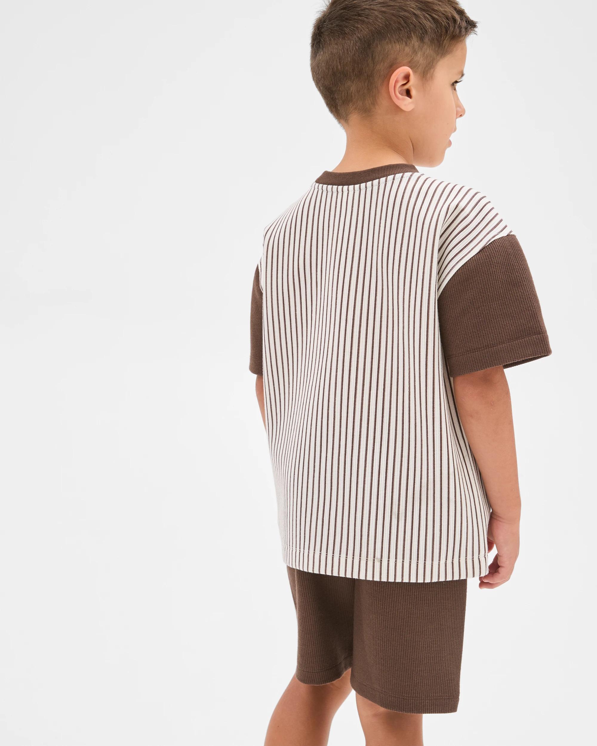 4 Target Kids Waffle T-Shirt and Shorts 2 Piece Set BROWN, 4 of 6