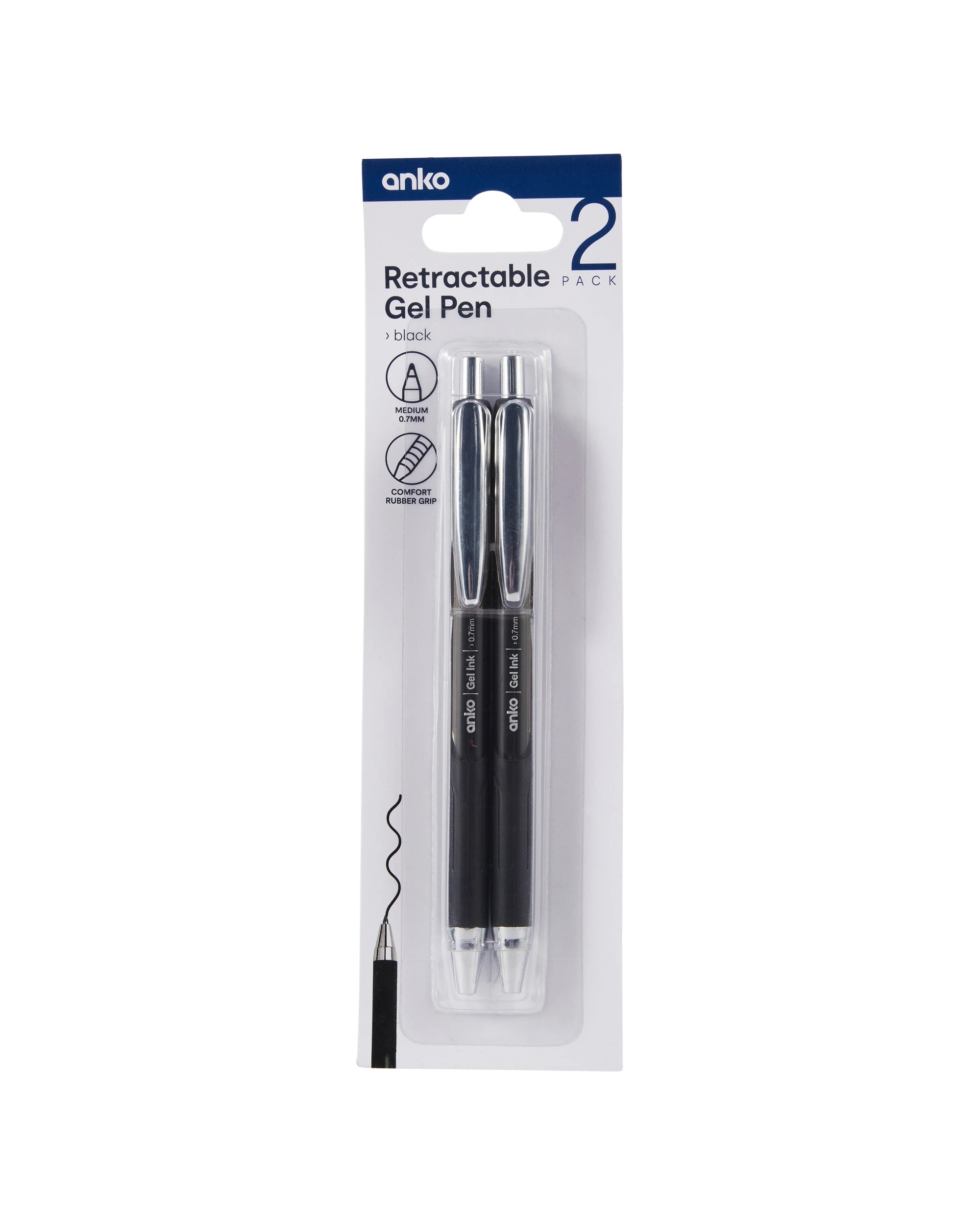 1 2 Pack Retractable Gel Black Ink Pens, 1 of 5