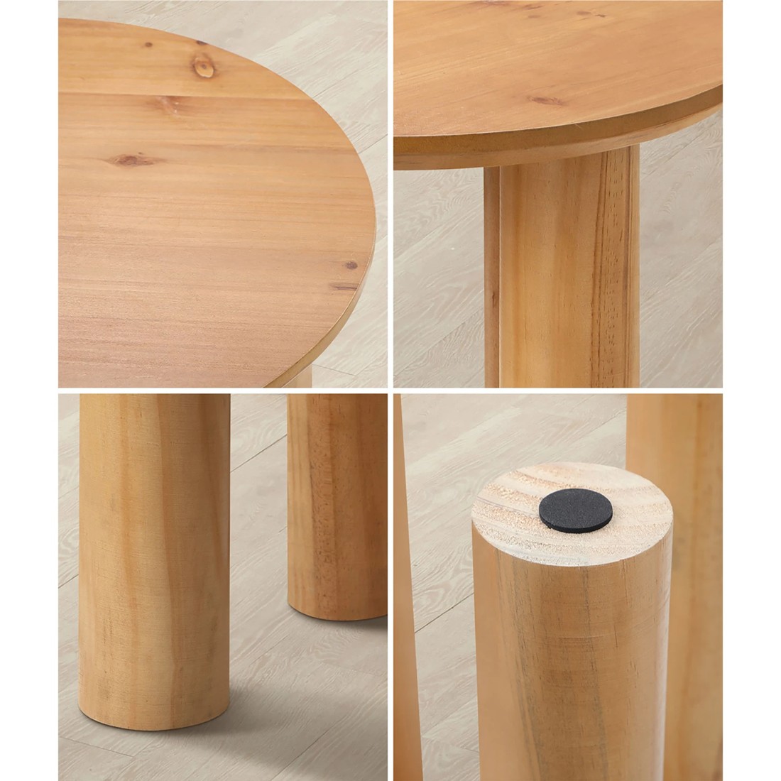 4 Oikiture Coffee Table Side End Tables Sofa Desk Bedside Nightstand Round
 - Natural, 4 of 10