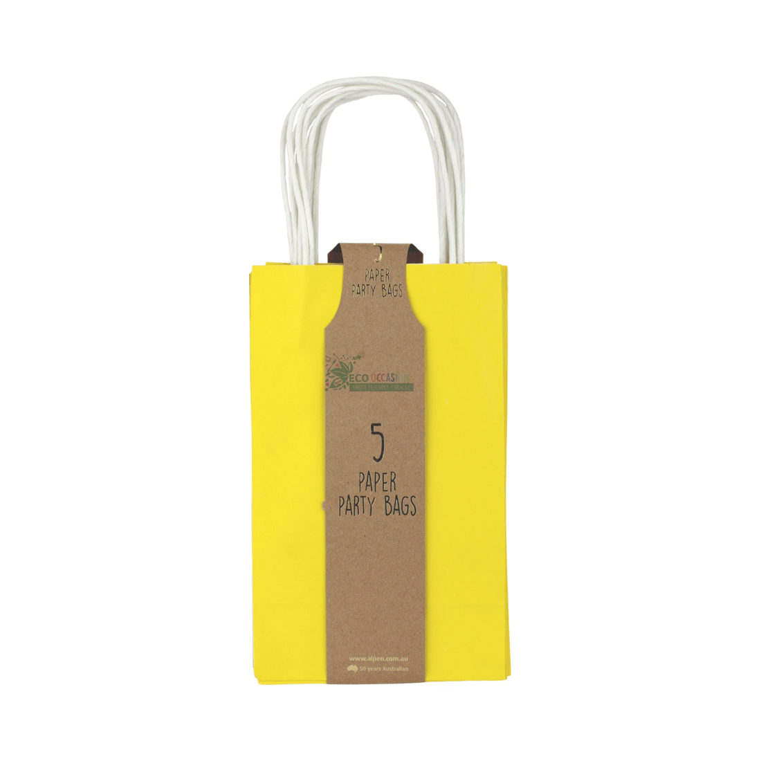 3 Eco Occasions Yellow Paper Gift Bags 21.5cm Pack of 5, 3 of 3