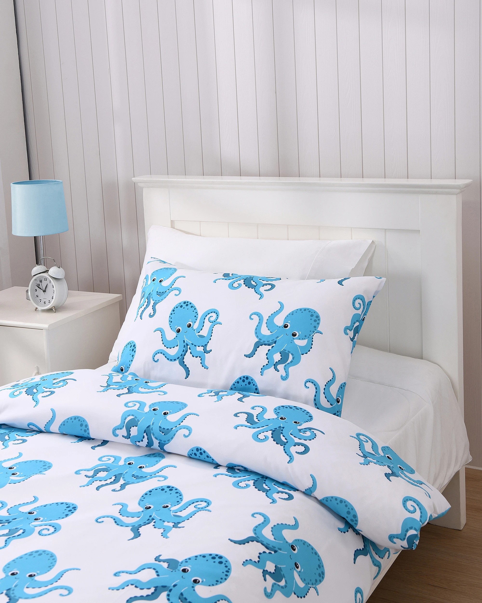 3 Jack & Ava Ollie the Octopus Kids Reversible Quilt Cover Set - King Single Bed - Blue, 3 of 10