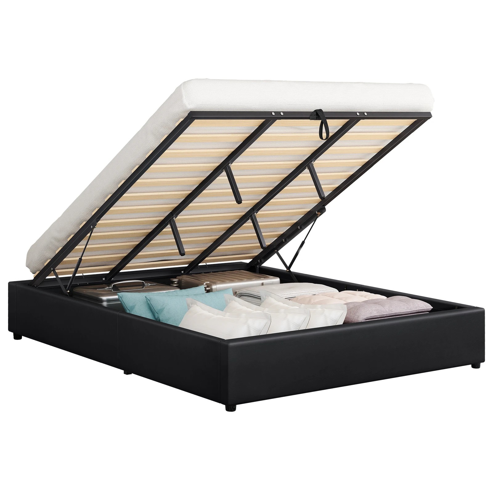 1 Alfordson Bed Frame King Size Gas Lift Storage Mattress Base Barlow - Black, 1 of 10