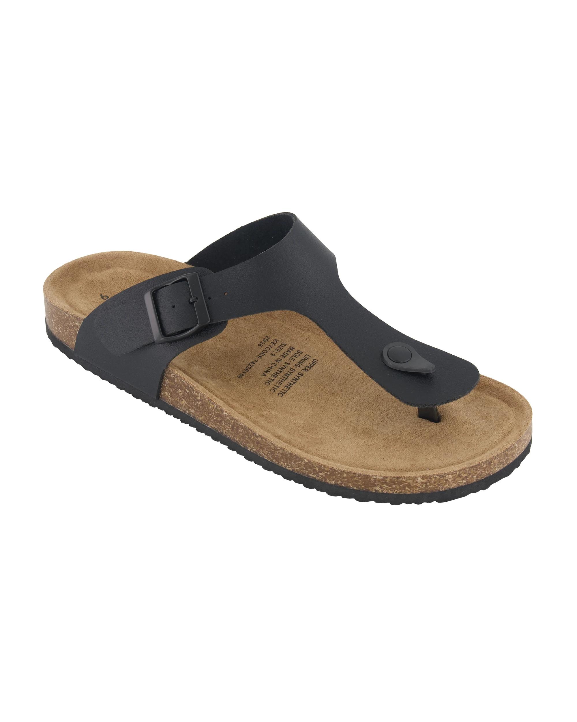 1 Toe Post Corkbed Thongs Black, 1 of 3