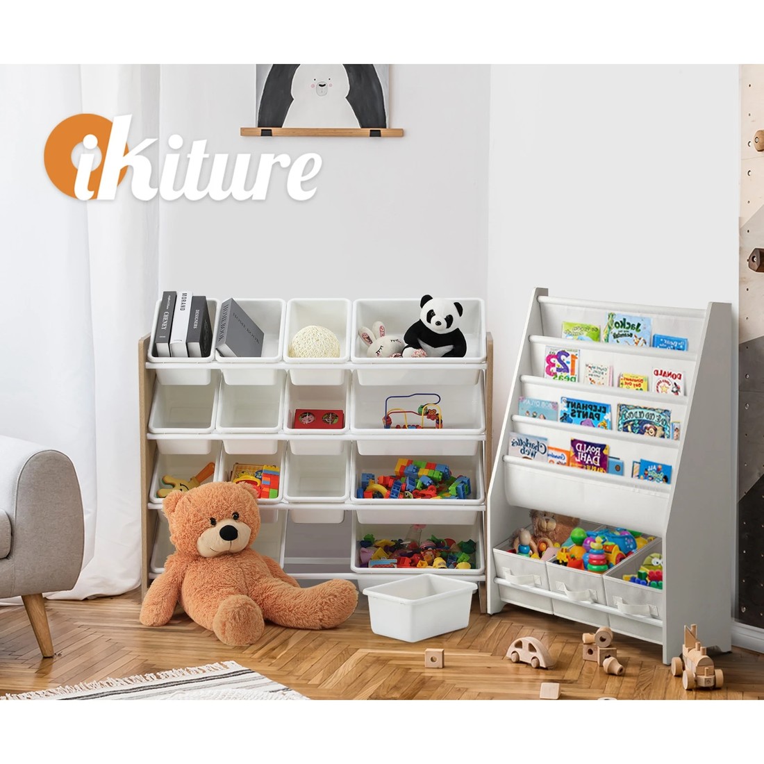 8 Oikiture Kids Toy Box Organiser 16 Bins Display Shelf Storage Rack Drawer
 - Multi, 8 of 10