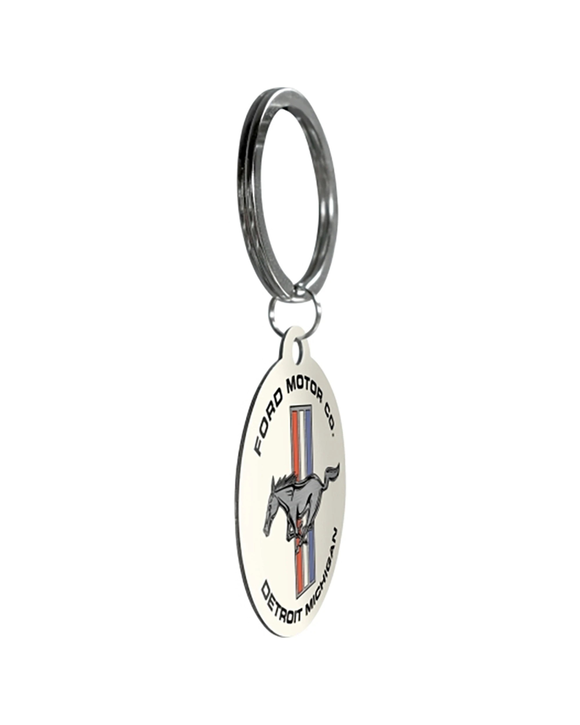 2 Nostalgic-Art Metal Round Keyring Ford Mustang Horse and Stripes Logo - Multi, 2 of 5