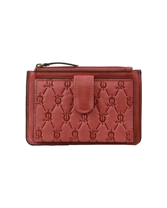 Pierre Cardin Leather Embossed Zip Purse Wallet 14 cm Marsala -